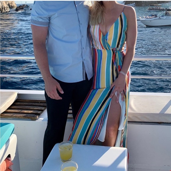 Lovers + Friends Maxi Wrap Dress Montague Stripe Aruba - Picture 9 of 10